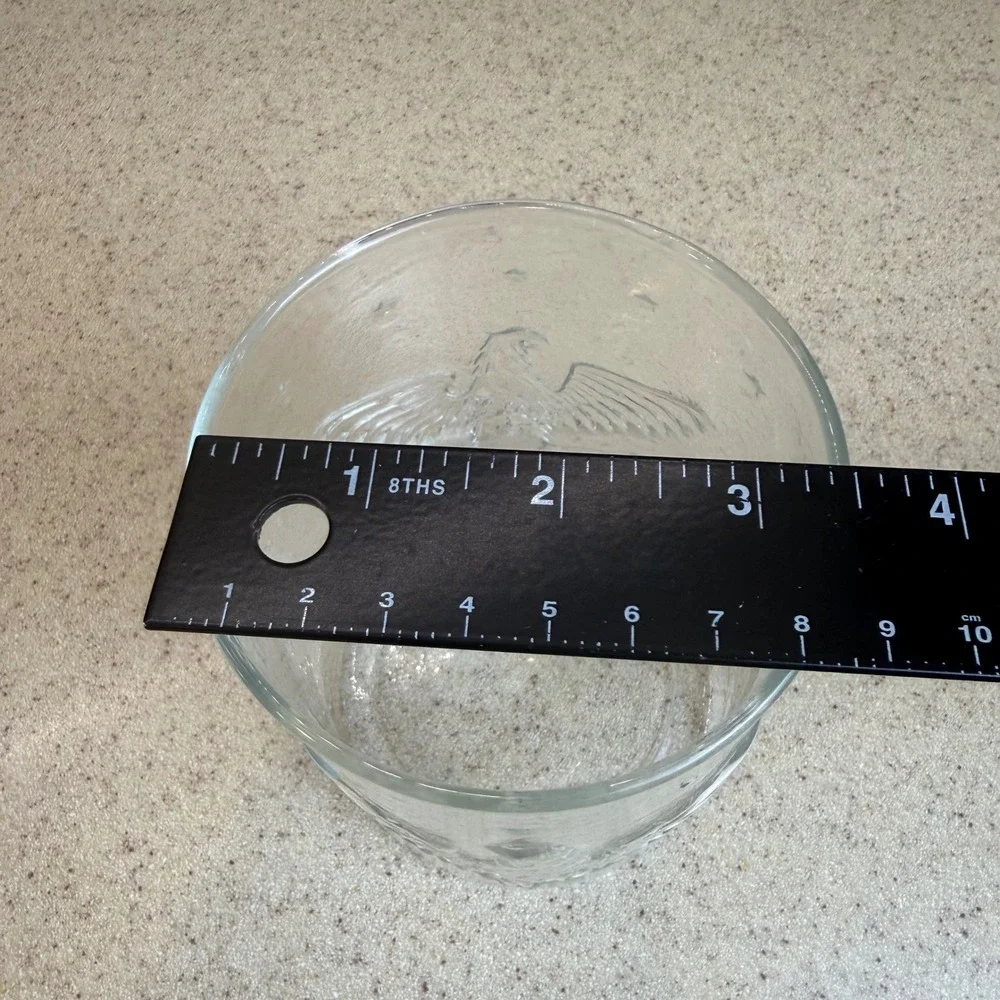 Vintage Clear Glass Apothecary Jar Embossed Eagle Star Lid Textured Patriotic